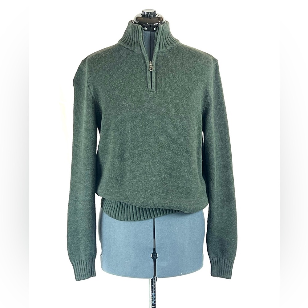 Croft & Barrow men’s forest green 3/4 zip sweater M 830